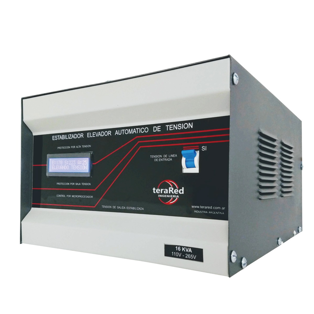 Estabilizador TeraRed con display, vista frontal